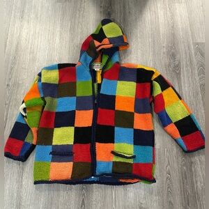 Nantu Famia Creations 100% Wool Patchwork Zip Up
